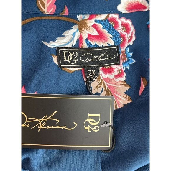 DG2 Diane Gilman Jacket Plus Size 2X Floral Teal Pink Full Zip L/S Pockets NWT - Picture 10 of 16